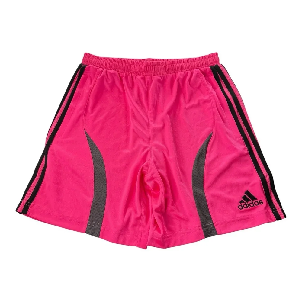 Adidas Teamgeist Shorts Men's Large Pink Black Soccer Training Zip Pockets NWT
